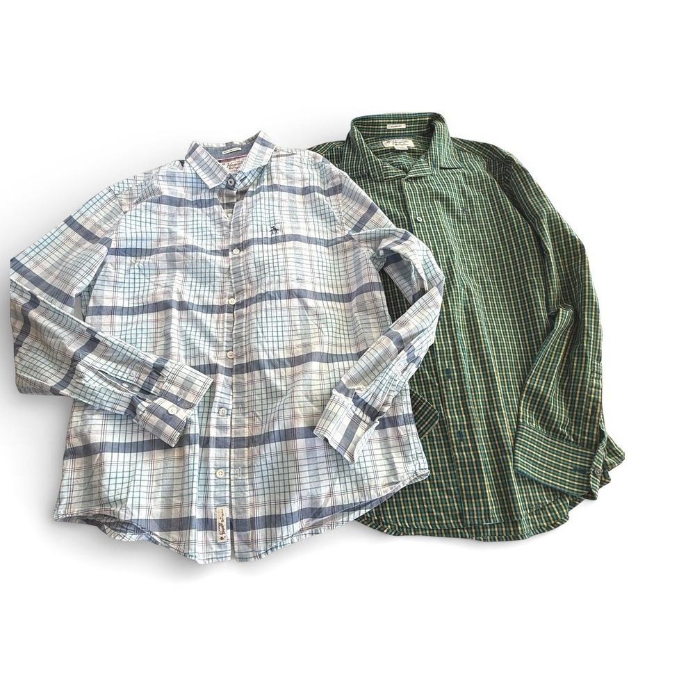 Penguin Munsingwear Plaid Button Down Shirt Bundle Large Green White